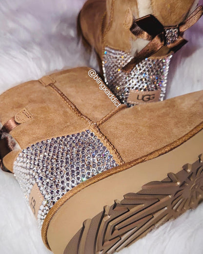 Swarovski Crystal Bling Custom UGG Bailey Bow Boots| Choose UGG Boot Version: Mini, Short, or Tall