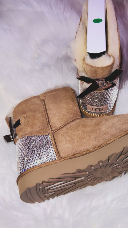 Bedazzled Crystal Bling UGG Mini Boots – Custom Rhinestone Classic Mini & Bailey Bow UGG Boots