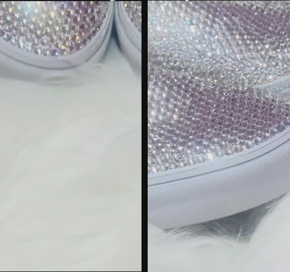 Slip Into Sparkle | Fully Crystalized Bling Vans Slip-On Sneakers for Women