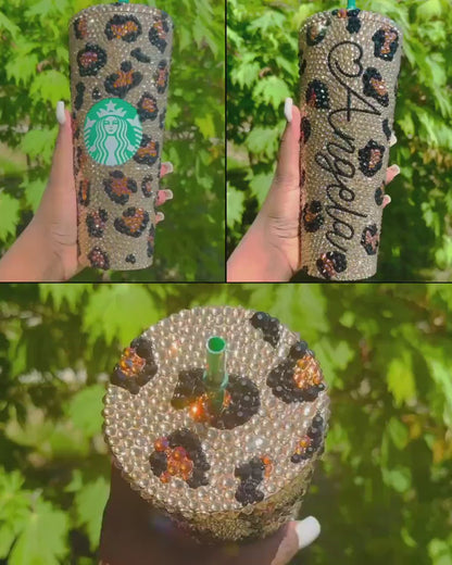Crystal My Spots Leopard Tumbler | Custom Rhinestone Bling Cup