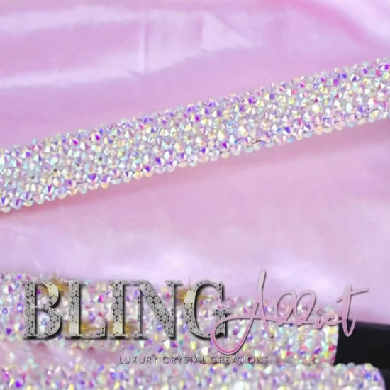 Crystal Bedazzled Folding Walking Cane | Adjustable Ergonomic Grip | Personalized Name Option | Supports Up to 350 lbs.