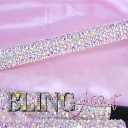 Crystal Bedazzled Folding Walking Cane | Adjustable Ergonomic Grip | Personalized Name Option | Supports Up to 350 lbs.