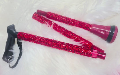 Crystal Bedazzled Folding Walking Cane | Adjustable Ergonomic Grip | Personalized Name Option | Supports Up to 350 lbs.