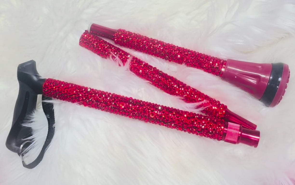 Crystal Bedazzled Folding Walking Cane | Adjustable Ergonomic Grip | Personalized Name Option | Supports Up to 350 lbs.