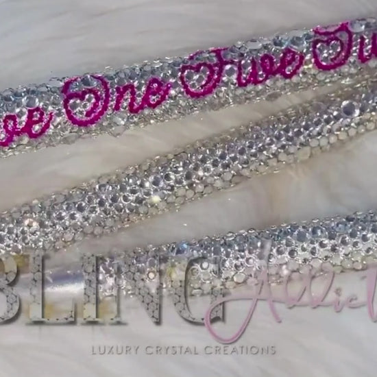 Crystal Bedazzled Folding Walking Cane | Adjustable Ergonomic Grip | Personalized Name Option | Supports Up to 350 lbs.