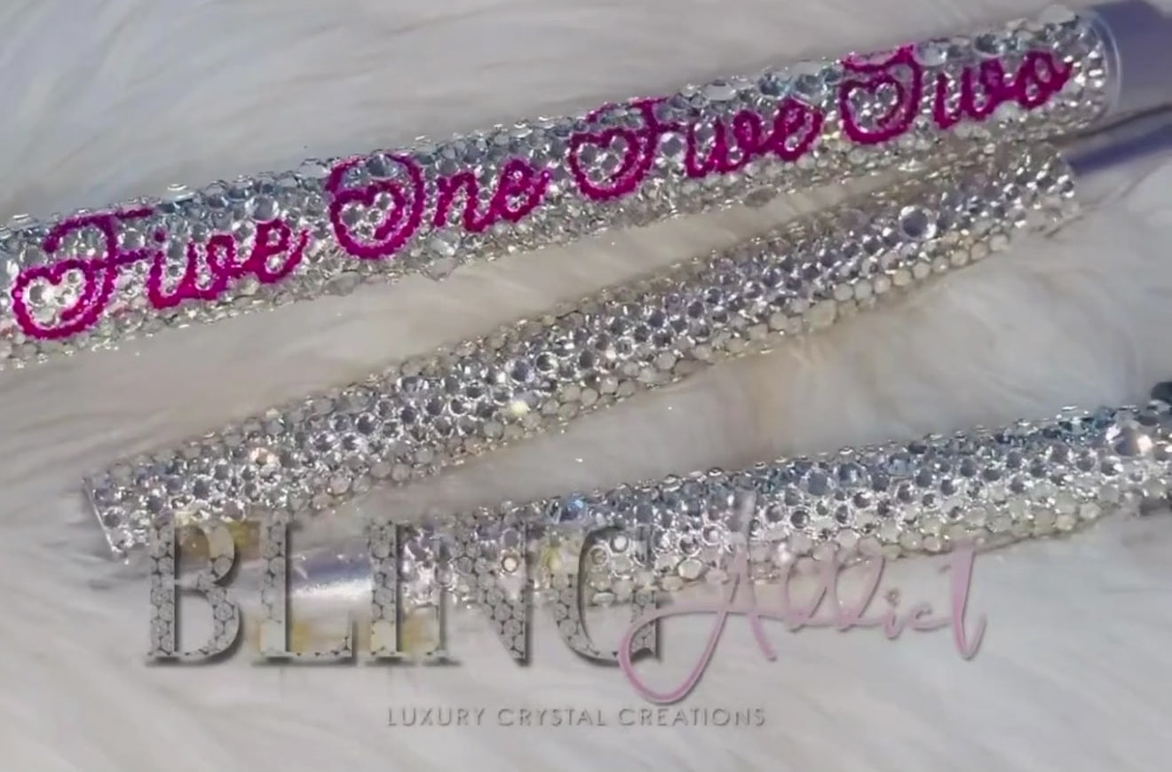 Crystal Bedazzled Folding Walking Cane | Adjustable Ergonomic Grip | Personalized Name Option | Supports Up to 350 lbs.