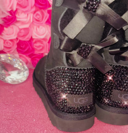 Custom Bling UGG Short Boots – Rhinestone Classic Short & Bailey Bow UGG Boots