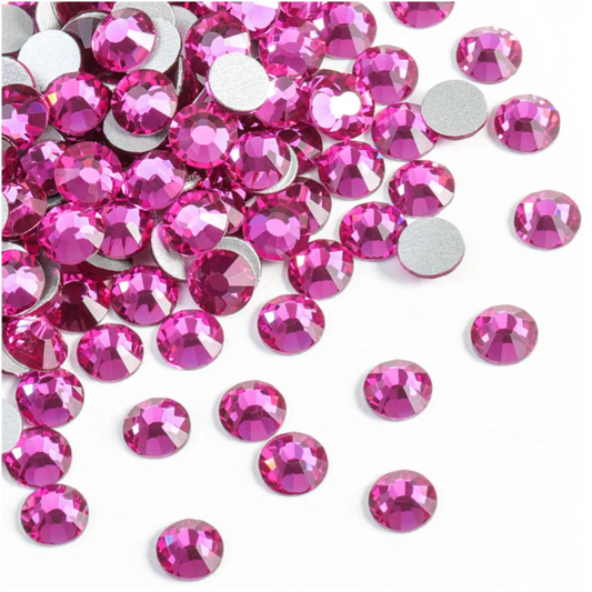 Fuchsia Glass Rhinestones | Hot Pink Glass Flatback Rhinestones | SS3 SS4 SS6 SS8 SS10 SS12 SS16 SS20 SS30 SS34 SS40 SS50 | 144–1,440 Pieces