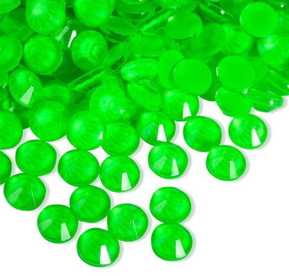 Neon Green Glass Rhinestones | UV Reactive Green Flatback Rhinestones | SS6 SS10 SS16 SS20 SS30 & Mixed Sizes | 288–1,440 Pieces