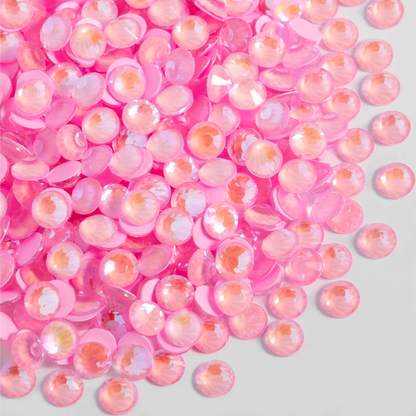 Luminous Lt. Pink AB Glass Rhinestones | Neon Pink Iridescent Flatback Rhinestones | SS6 SS10 SS16 SS20 SS30 | 288–1,440 Pieces (Copy)