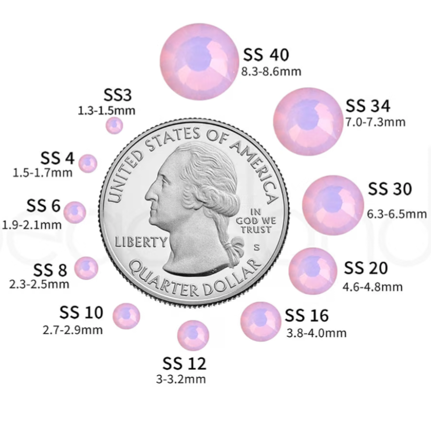 Light Pink Opal Glass Rhinestones | Moon Opal Pink Flatback Rhinestones | SS6 SS8 SS10 SS12 SS16 SS20 SS30 | 288–1,440 Pieces