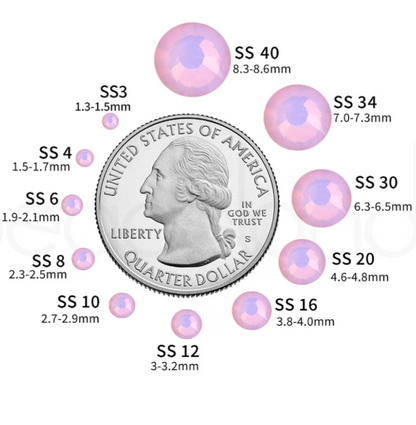 Light Pink Opal Glass Rhinestones | Moon Opal Pink Flatback Rhinestones | SS6 SS8 SS10 SS12 SS16 SS20 SS30 | 288–1,440 Pieces