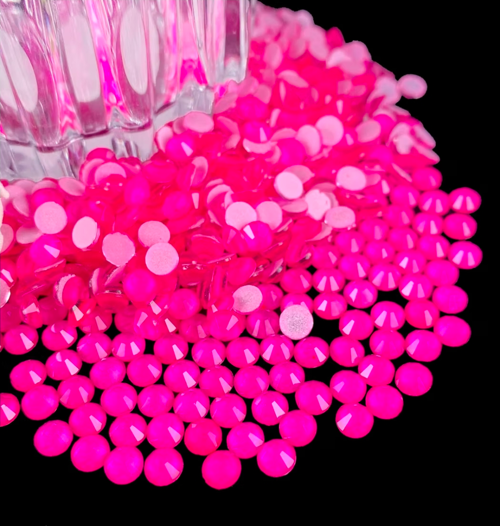Neon Hot Pink Glass Rhinestones | UV Reactive Flatback Rhinestones | SS6 SS10 SS16 SS20 SS30 & Mixed Sizes | 288–1,440 Pieces