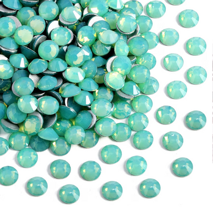 Pacific Opal Green Glass Rhinestones | Milky Green Opal Flatback Rhinestones | SS6 SS8 SS10 SS12 SS16 SS20 SS30 | 288–1,440 Pieces