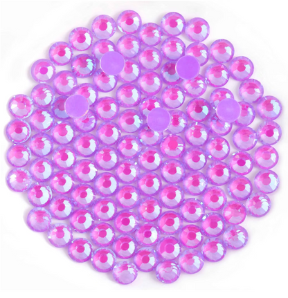 Luminous Purple AB Glass Rhinestones | Neon Purple Iridescent Flatback Rhinestones | SS6 SS10 SS16 SS20 SS30 | 288–1,440 Pieces