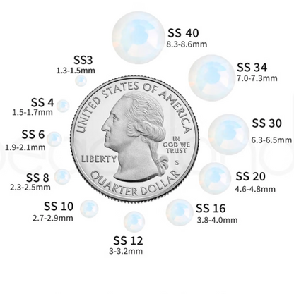 White Opal Glass Rhinestones | Milky White Opal Flatback Rhinestones | SS6 SS8 SS10 SS12 SS16 SS30 | 288–1,440 Pieces