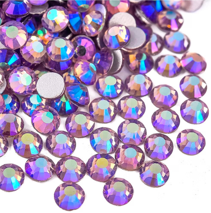 Light Violet AB Glass Rhinestones | Iridescent Flatback Rhinestones