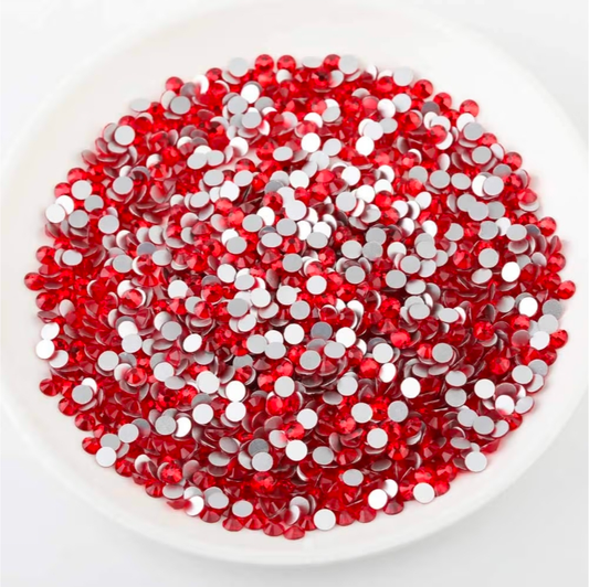 Light Siam Red Glass Rhinestones | Red Glass Flatback Rhinestones | SS3 SS4 SS6 SS8 SS10 SS12 SS16 SS20 SS30 SS34 SS50 | 144–1,440 Pieces