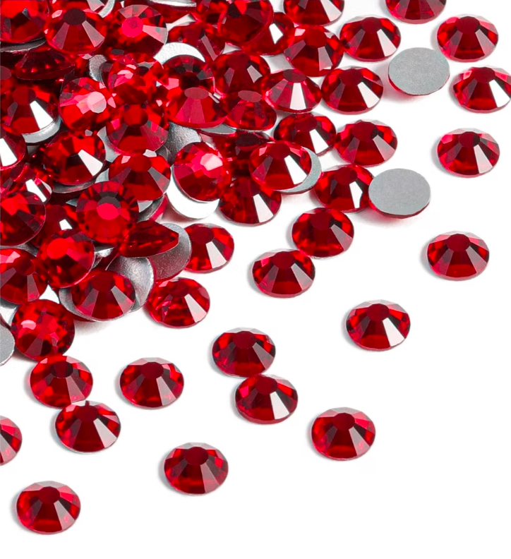 Dark Siam Red Glass Rhinestones | Cherry Red Glass Flatback Rhinestones