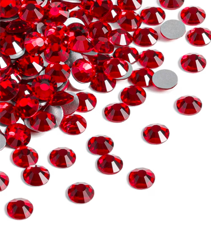 Dark Siam Red Glass Rhinestones | Cherry Red Glass Flatback Rhinestones