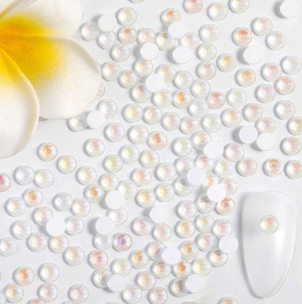 Luminous White AB Glass Rhinestones | Iridescent White Flatback Rhinestones | SS10 SS16 SS20 SS30 | 288–1,440 Pieces