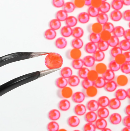 Luminous Orange AB Glass Rhinestones | Neon Orange Iridescent Flatback Rhinestones | SS6 SS10 SS16 SS20 SS30 | 288–1,440 Pieces
