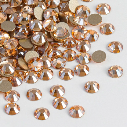 Golden Shadow Glass Rhinestones | Warm Light Brown Gold Flatback Rhinestones