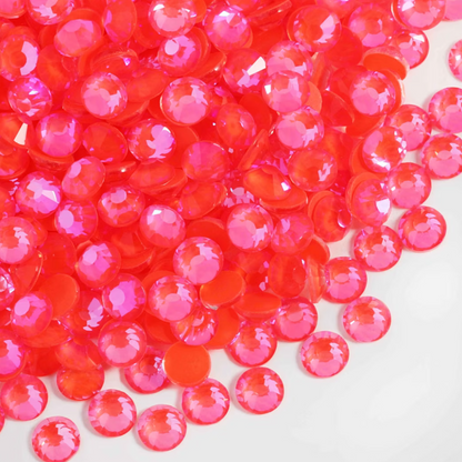 Luminous Orange AB Glass Rhinestones | Neon Orange Iridescent Flatback Rhinestones | SS6 SS10 SS16 SS20 SS30 | 288–1,440 Pieces