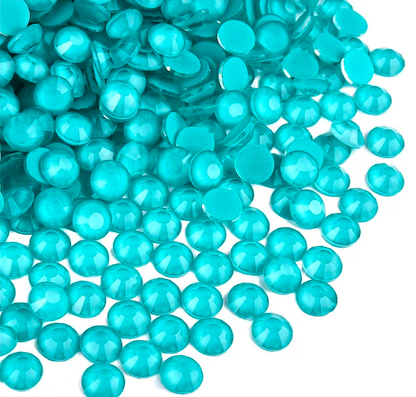 Mocha Peacock Aqua Blue Neon Glass Flatback Rhinestones