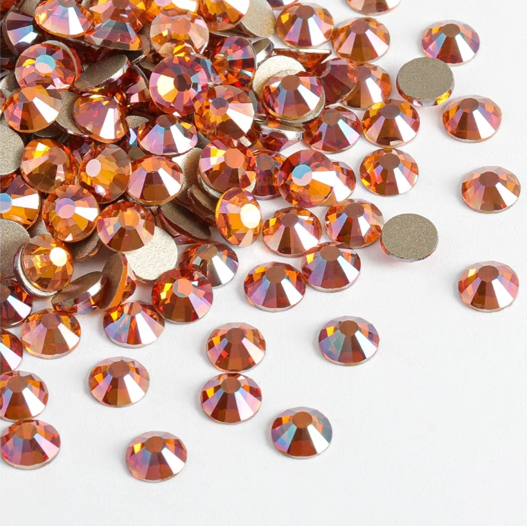 Amber Glass Rhinestones | Warm Amber Brown Flatback Rhinestones