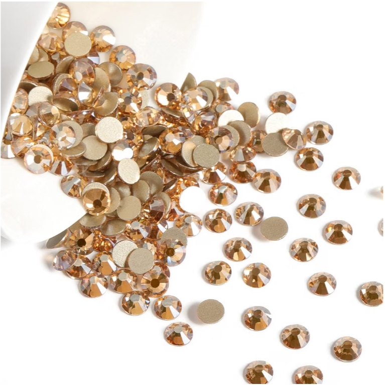 Golden Shadow Glass Rhinestones | Warm Light Brown Gold Flatback Rhinestones