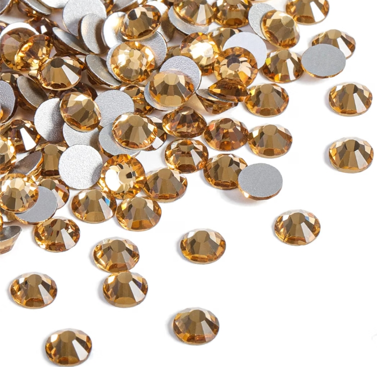 Light Topaz Glass Rhinestones | Light Golden Brown Flatback Rhinestones