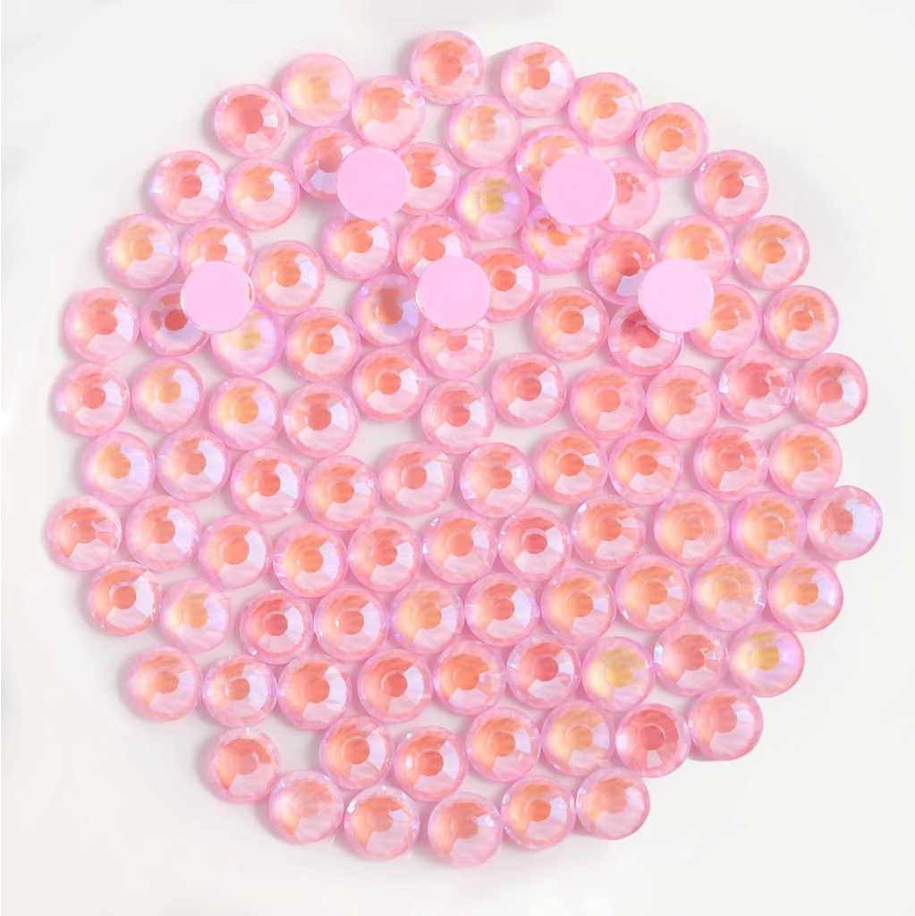 Luminous Lt. Pink AB Glass Rhinestones | Neon Pink Iridescent Flatback Rhinestones | SS6 SS10 SS16 SS20 SS30 | 288–1,440 Pieces (Copy)