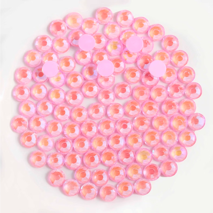 Luminous Lt. Pink AB Glass Rhinestones | Neon Pink Iridescent Flatback Rhinestones | SS6 SS10 SS16 SS20 SS30 | 288–1,440 Pieces (Copy)