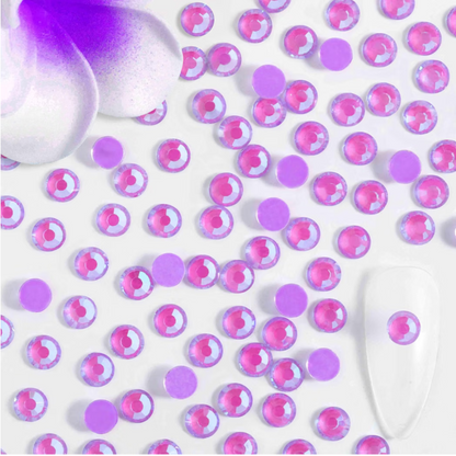 Luminous Purple AB Glass Rhinestones | Neon Purple Iridescent Flatback Rhinestones | SS6 SS10 SS16 SS20 SS30 | 288–1,440 Pieces
