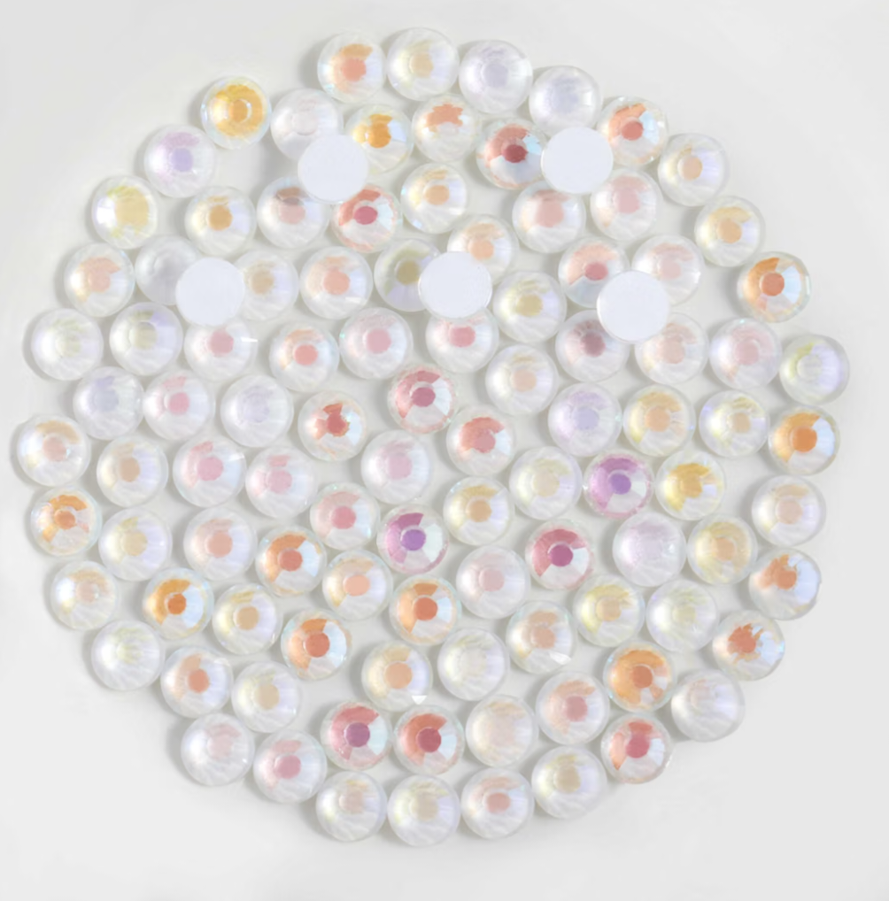 Luminous White AB Glass Rhinestones | Iridescent White Flatback Rhinestones | SS10 SS16 SS20 SS30 | 288–1,440 Pieces