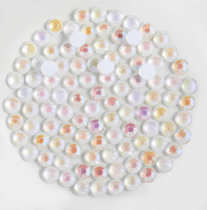 Luminous White AB Glass Rhinestones | Iridescent White Flatback Rhinestones | SS10 SS16 SS20 SS30 | 288–1,440 Pieces