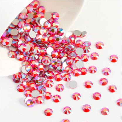 Hyacinth Orange AB Glass Rhinestones | Orange Red Iridescent Flatback Rhinestones