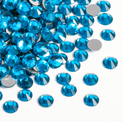 Indicolite Glass Rhinestones | Deep Teal Blue-Green Flatback Rhinestones