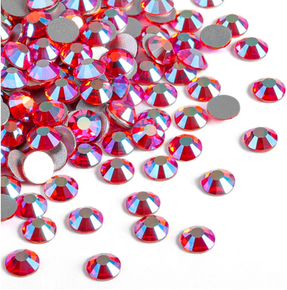 Hyacinth Orange AB Glass Rhinestones | Orange Red Iridescent Flatback Rhinestones