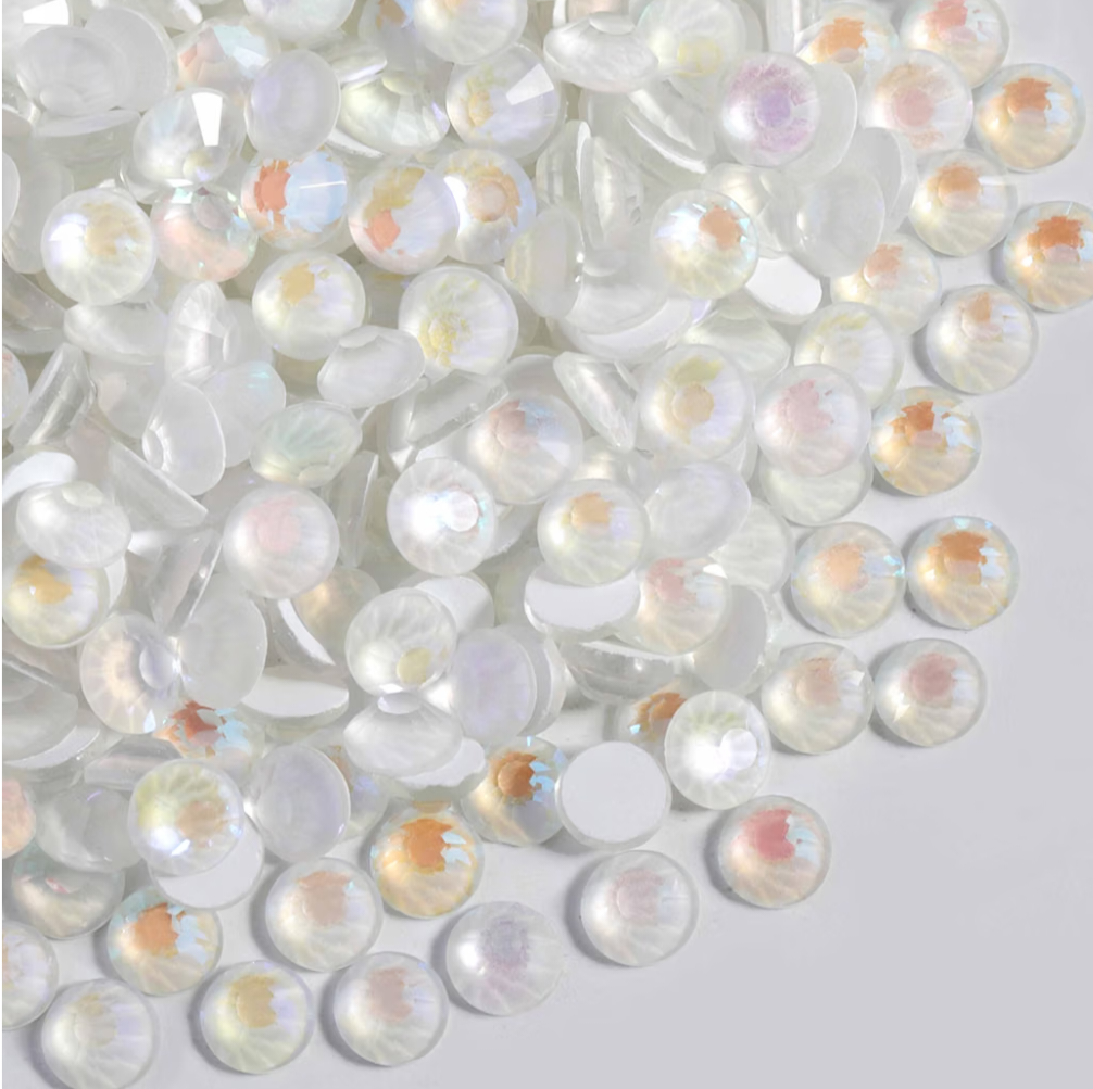 Luminous White AB Glass Rhinestones | Iridescent White Flatback Rhinestones | SS10 SS16 SS20 SS30 | 288–1,440 Pieces