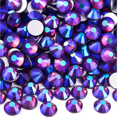 Dark Amethyst AB Glass Rhinestones | Deep Purple Iridescent Flatback Rhinestones