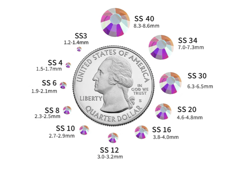 Transparent AB Glass Rhinestones | Clear Iridescent No-Foil Flatback Rhinestones | SS3 SS4 SS6 SS8 SS10 SS16 SS20 SS30 | 288–1,440 Pieces