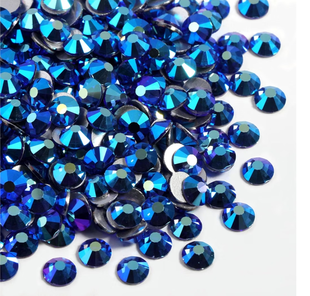 Indicolite AB Glass Flatback Rhinestones | Blue Iridescent Bling Stones