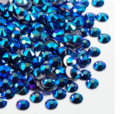 Indicolite AB Glass Flatback Rhinestones | Blue Iridescent Bling Stones