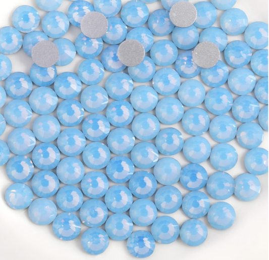 Blue Opal Glass Rhinestones | Milky Blue Opal Flatback Rhinestones | SS6 SS8 SS10 SS12 SS16 SS20 SS30 | 288–1,440 Pieces
