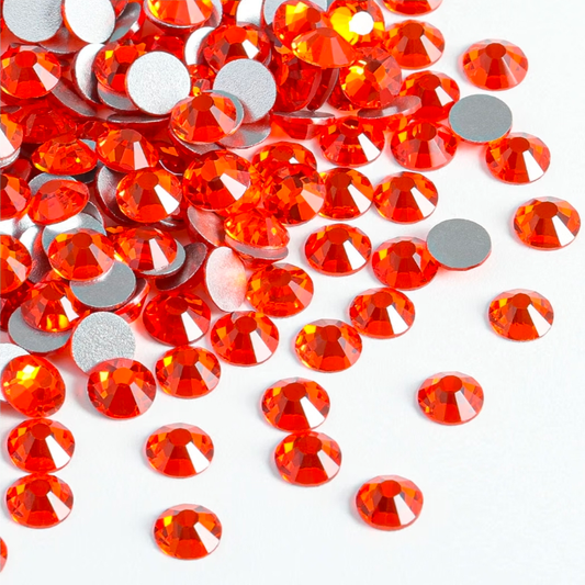 Hyacinth Orange Glass Rhinestones | Orange Glass Flatback Rhinestones | SS3 SS4 SS6 SS8 SS10 SS12 SS16 SS20 SS30 SS34 SS40 | 144–1,440 Pieces
