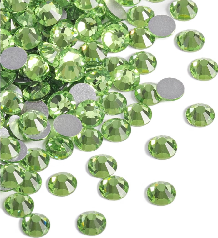 Peridot Green Glass Rhinestones | Light Green Glass Flatback Rhinestones | SS3 SS4 SS6 SS8 SS10 SS12 SS16 SS20 SS30 SS34 SS40 SS50 | 144–1,440 Pieces