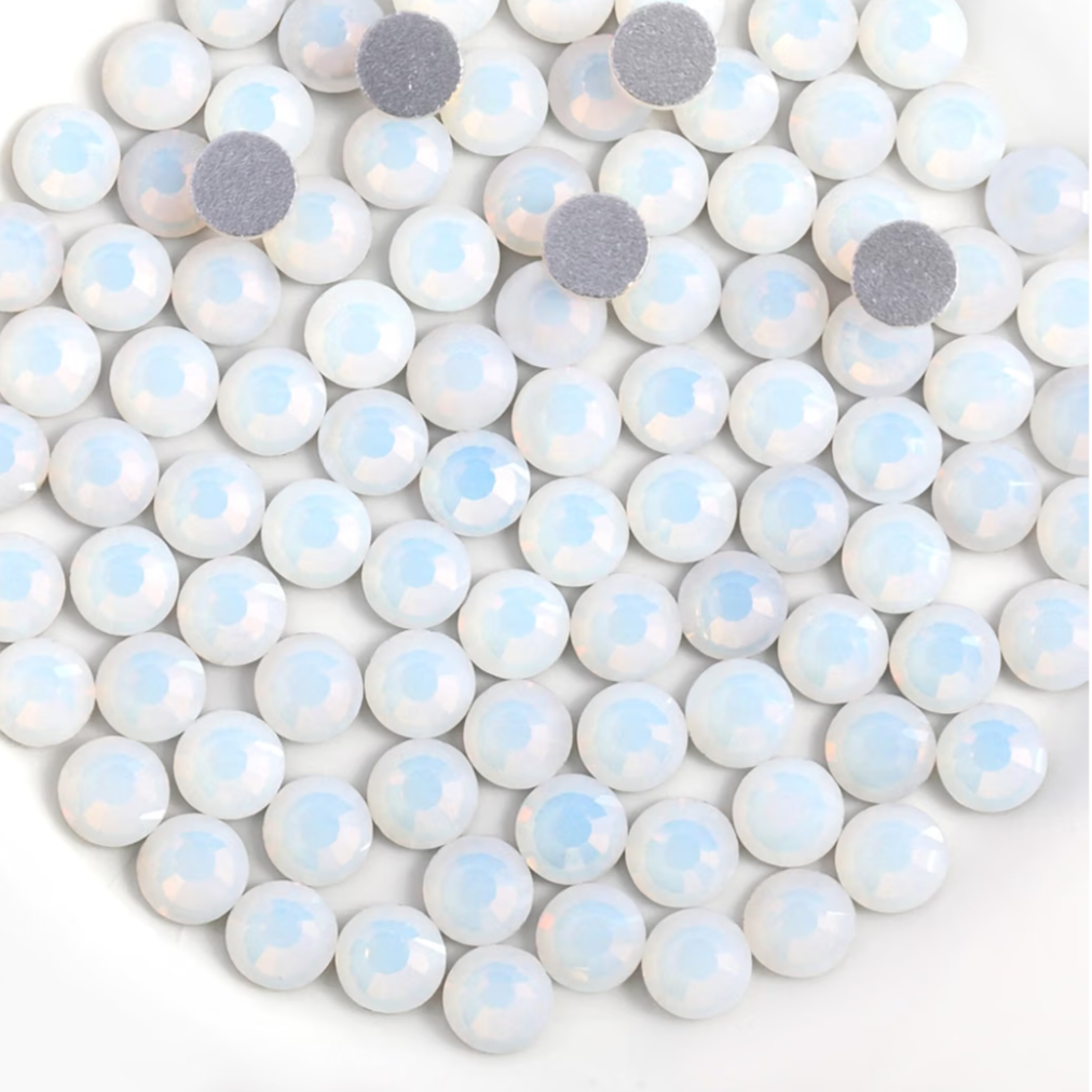 White Opal Glass Rhinestones | Milky White Opal Flatback Rhinestones | SS6 SS8 SS10 SS12 SS16 SS30 | 288–1,440 Pieces