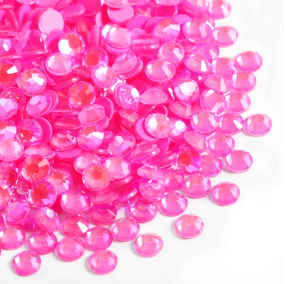 Luminous Hot Pink AB Glass Rhinestones | Neon Pink Iridescent Flatback Rhinestones | SS6 SS10 SS16 SS20 SS30 | 288–1,440 Pieces
